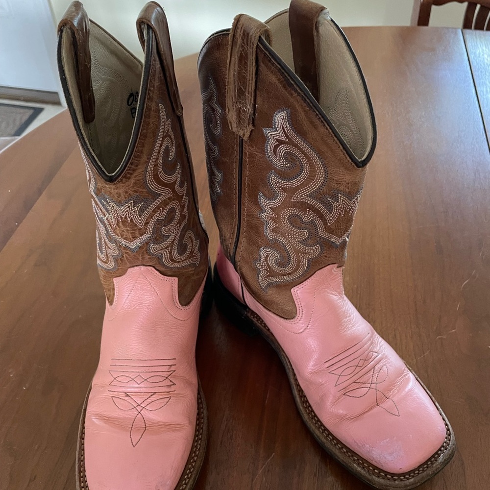 Old West Pink and BrownCowboy Boots - Picture 2 of 5